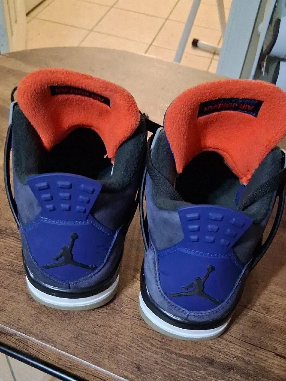 Jordan Men's Navy and Orange Suede High-Top Sneakers